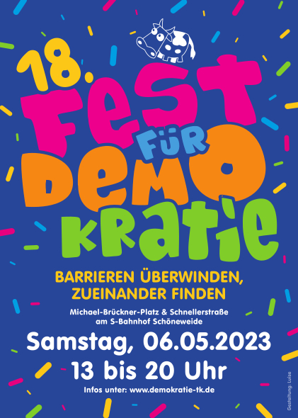 Samstag 06.05. | Barrieren überwinden – zueinander finden! Kommt zum Fest für Demokratie nach Schöneweide